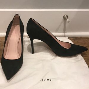 Celine Emerald Green Suede Pumps, Size EU 40